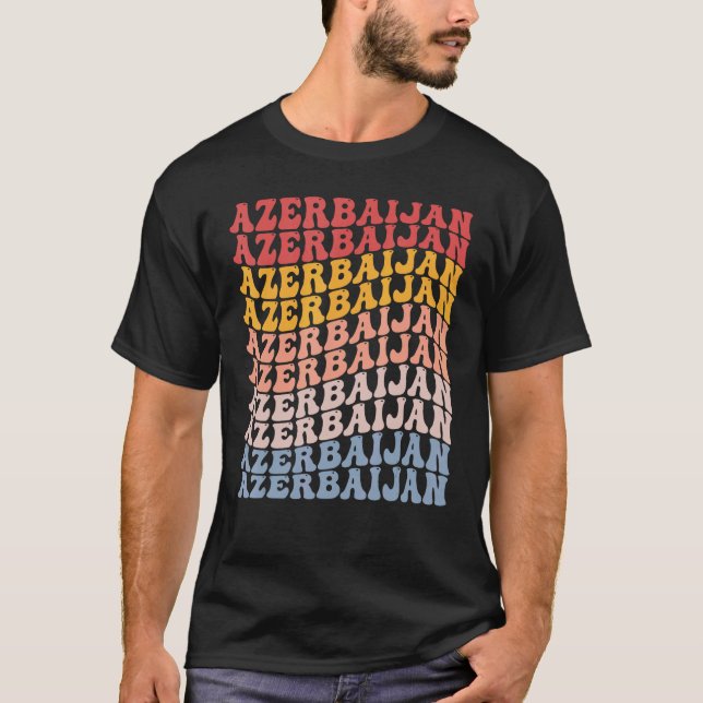 Aserbaidschan Groovy Retro Pferd T-Shirt (Vorderseite)