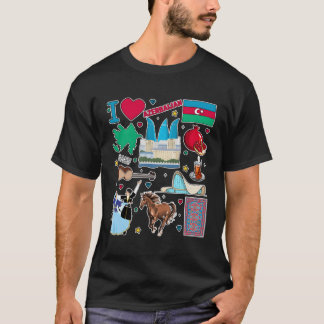 Aserbaidschan Karte Handgezeichnete Reisesymbole K T-Shirt