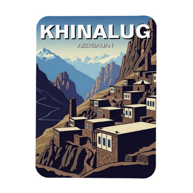 Aserbaidschan Khinalug Bergdorf Magnet (Vertikal)