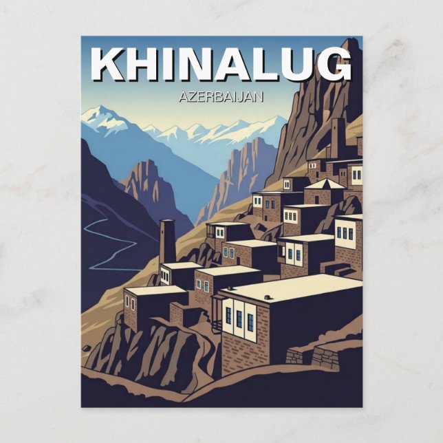 Aserbaidschan Khinalug Bergdorf Postkarte (Vorderseite)