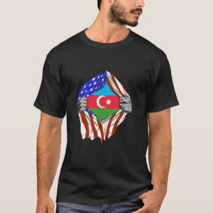 Aserbaidschan USA Amerika Westamerikanische Flagge T-Shirt