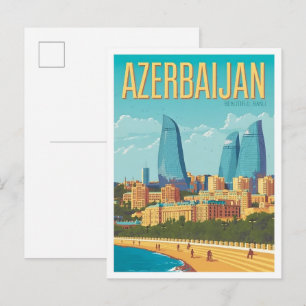 Aserbaidschan Vintage Kunst Reise Postkarte