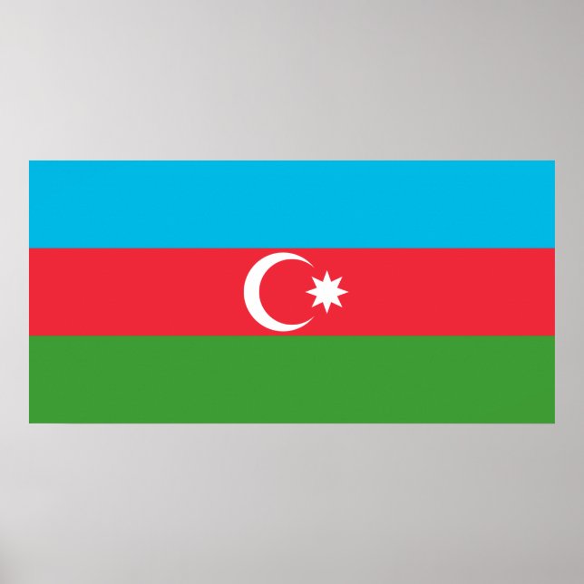 aserbaidschanische Flagge (Aserbaidschan) Poster (Vorne)
