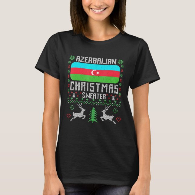 Aserbaidschanische Flagge Aserbaidschan Weihnachts T-Shirt (Vorderseite)
