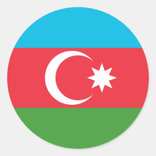 aserbaidschanische Flagge, Flagge Aserbaidschans Runder Aufkleber