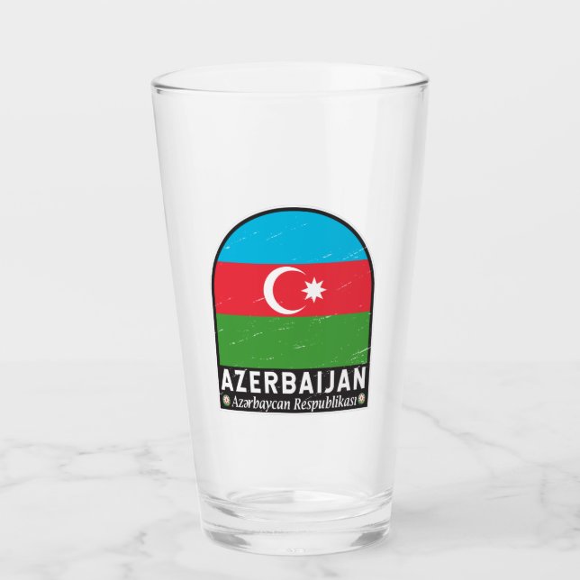 Aserbaidschanisches FlaggenEmblem gestört Vintag Glas (Vorderseite)
