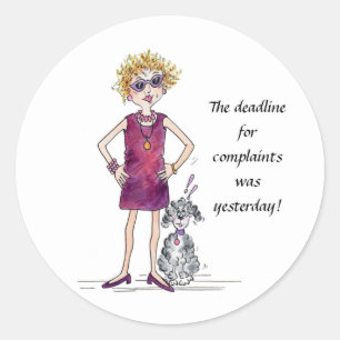 Aserviere Wasserfarbenkarikatur Spaß Runder Aufkleber