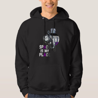 Asexual Astronaut Cat Retro Space Is My Place Ace  Hoodie