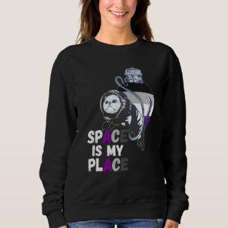 Asexual Astronaut Cat Retro Space Is My Place Ace  Sweatshirt