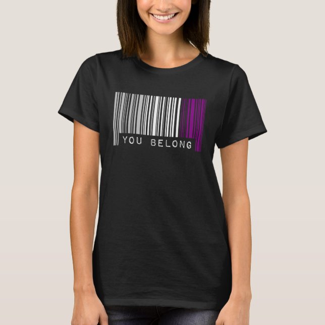 Asexual Barcode Pride You Belong Ally Cute Ace Aes T-Shirt (Vorderseite)