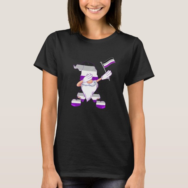 Asexual Dancing Gnome Asexual Flag Beanie Asexual T-Shirt (Vorderseite)