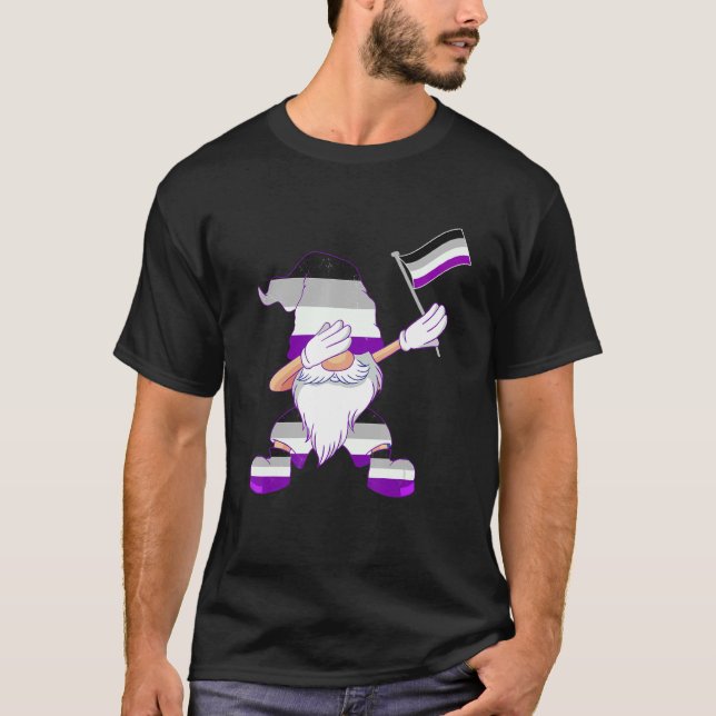 Asexual Dancing Gnome Asexual Flag Beanie Asexual T-Shirt (Vorderseite)