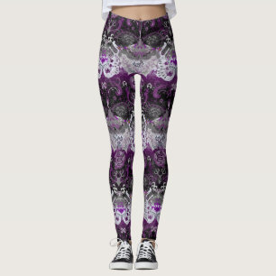 Asexual Dragon Damask - Ace-Pride-Flag-Farben Leggings