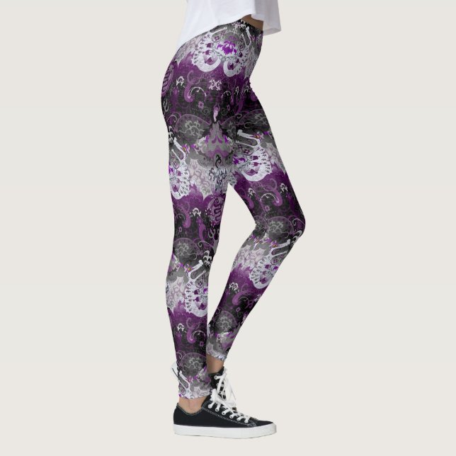 Asexual Dragon Damask - Ace-Pride-Flag-Farben Leggings (Rechts)