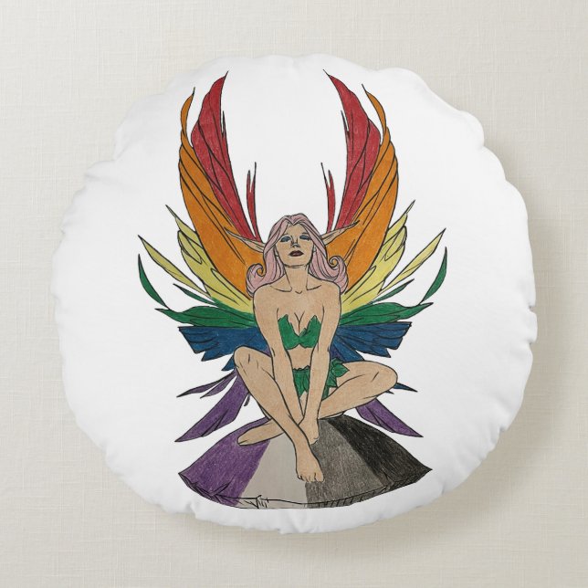 Asexual Faerie Rundes Kissen (Vorderseite)