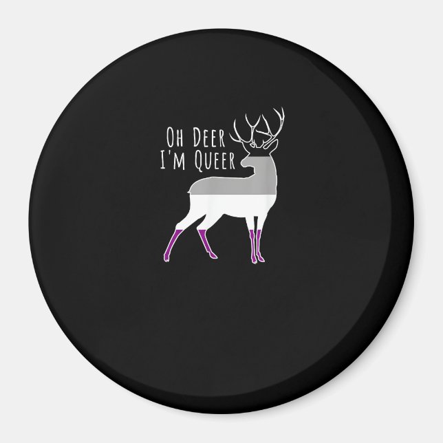 Asexual Flag Oh Deer Queer Pride Funny LGBT Design Magnet (Vorne)