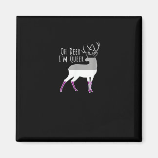 Asexual Flag Oh Deer Queer Pride Funny LGBT Design Magnet