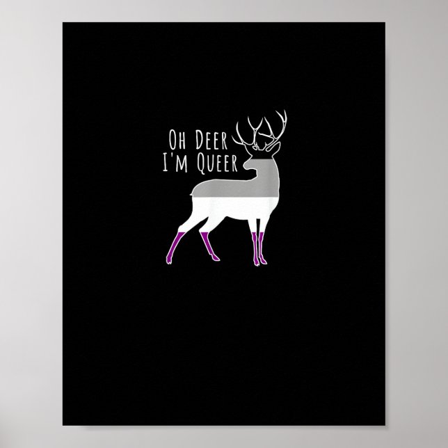Asexual Flag Oh Deer Queer Pride Funny LGBT Design Poster (Vorne)