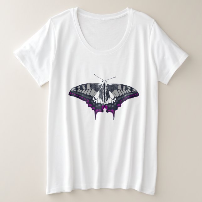 Asexual Flag Swallowtail Butterfly Große Größe T-Shirt (Design vorne)