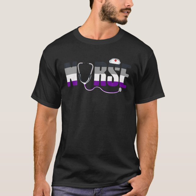 Asexual Nurse LGBQ Asexualität Ace Pride Flag RN N T-Shirt (Vorderseite)