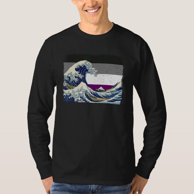 Asexual Pride Ace Flag Great Wave off Kanagawa Sub T-Shirt (Vorderseite)