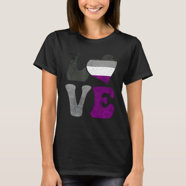 Asexual Pride Ace Flag LOVE Heart LGBTQ T-Shirt (Vorderseite)