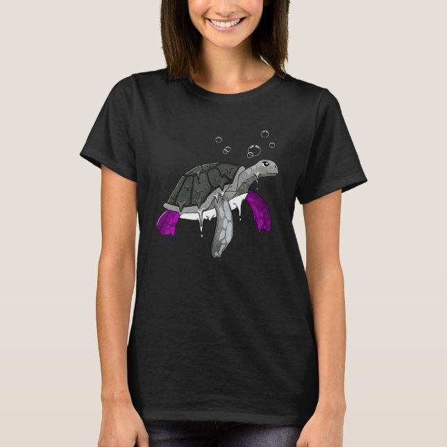 Asexual Pride Ace Flag Sea Turtle Subtle LGBTQ T-Shirt (Vorderseite)
