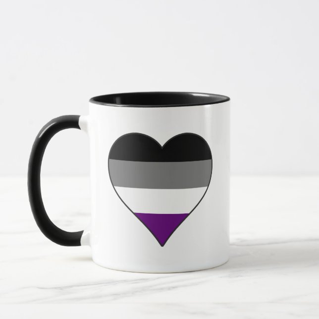 Asexual Prius Regenbogenherz ~ Ace | Demi | Grau Tasse (Links)