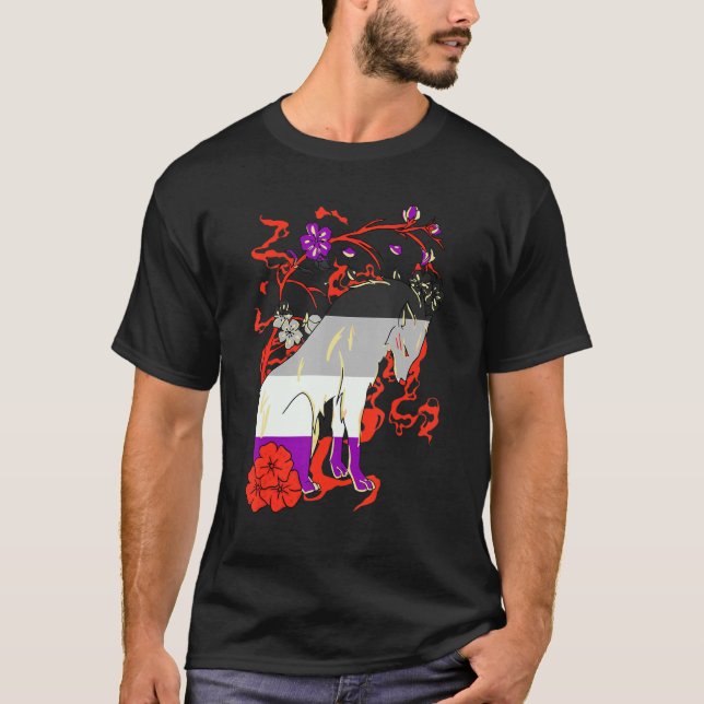 Asexual Wolf Lgbqa Ace Blume Asexualität Prise T-Shirt (Vorderseite)