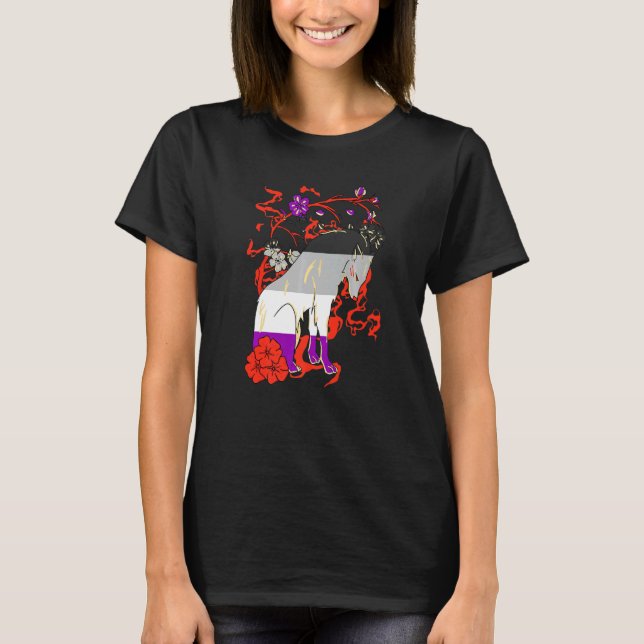 Asexual Wolf Lgbqa Ace Blume Asexualität Prise T-Shirt (Vorderseite)