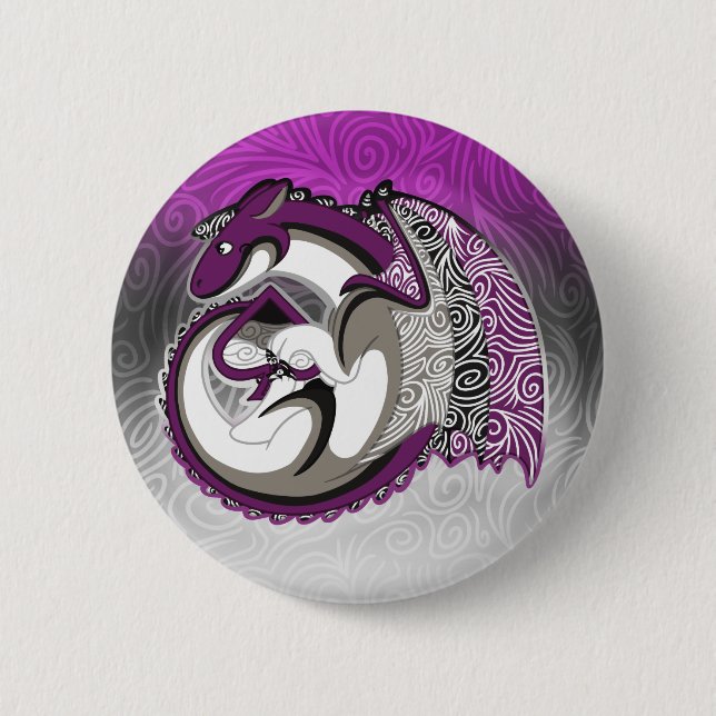 Asexualer Stolz-Drache-Knopf Button (Vorderseite)