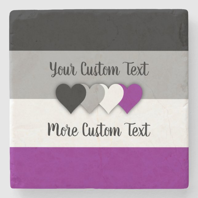 Asexualität Stolz Flagge mit Herz Stein Untersetze Steinuntersetzer (Vorderseite)