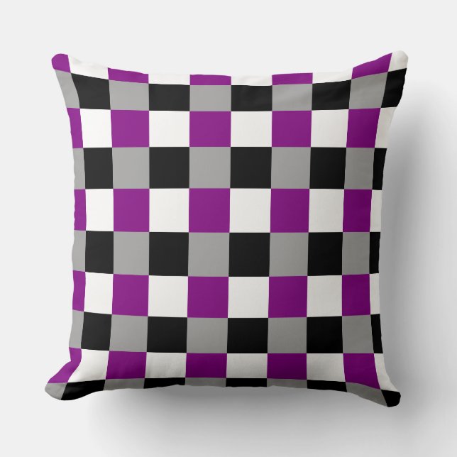 Asexuality colors checkered pattern throw pillow kissen (Vorderseite)