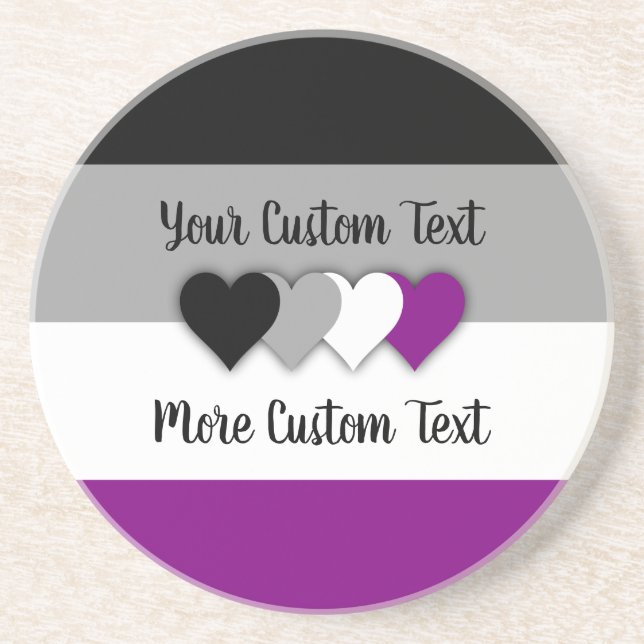 Asexuality pride flag with hearts coaster getränkeuntersetzer (Vorne)