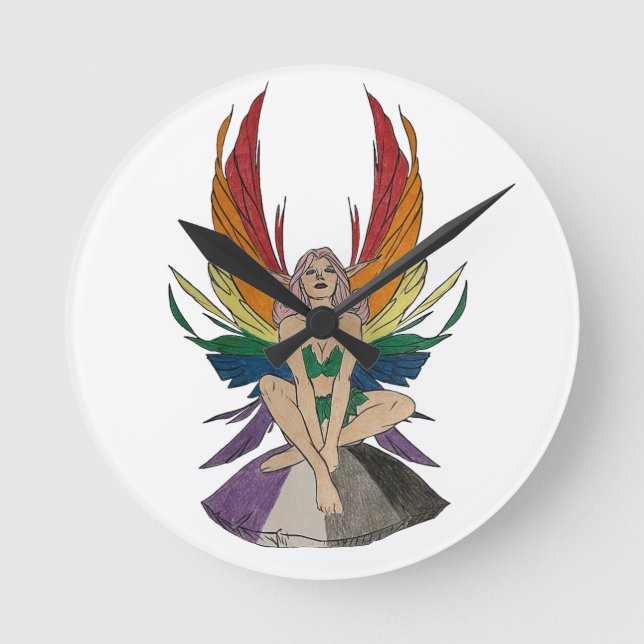 Asexuelle Fee Runde Wanduhr (Vorderseite)