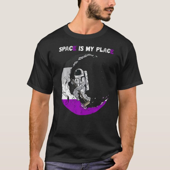 Asexueller Astronaut Moon Clearing Asexualität Wel T-Shirt (Vorderseite)