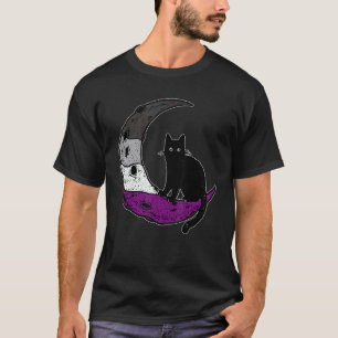 Asexueller Mond Weltraum Katze LGBT Gay Festival P T-Shirt