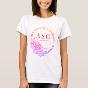 ASG-Logo in Rosa und Orangen (Name auf der Rücksei T-Shirt