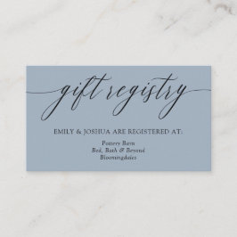 Ash Blue Minimalistisch Calligrafy Gift Registry Begleitkarte
