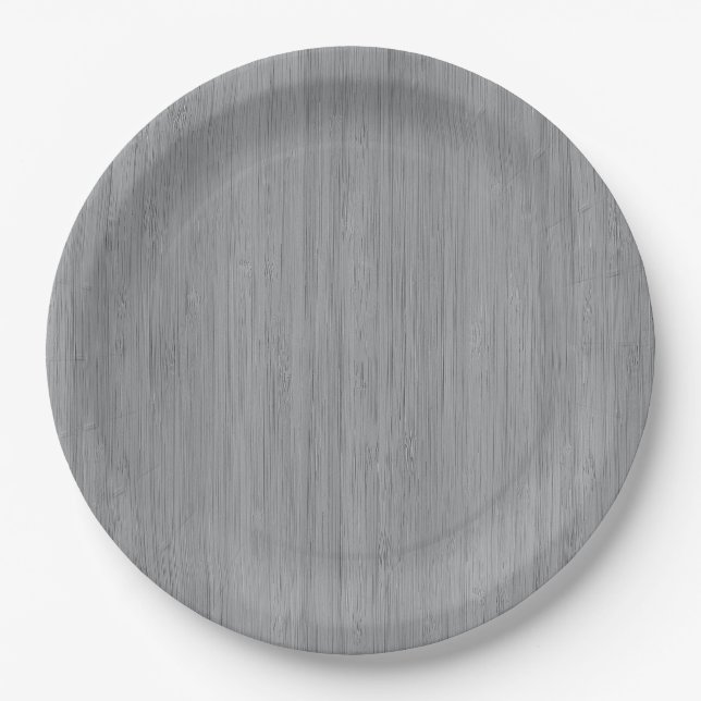 Ash Gray Bamboo Wood Grain Look Pappteller (Vorderseite)