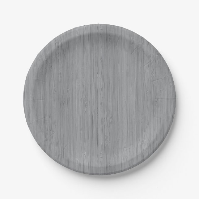Ash Gray Bamboo Wood Grain Look Pappteller (Vorderseite)