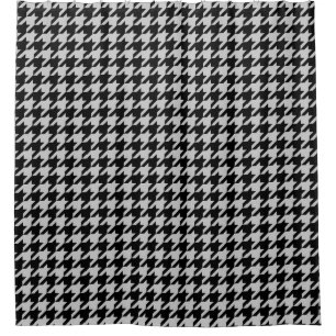 Ash Gray Black Hahnentrittmuster Karo Duschvorhang