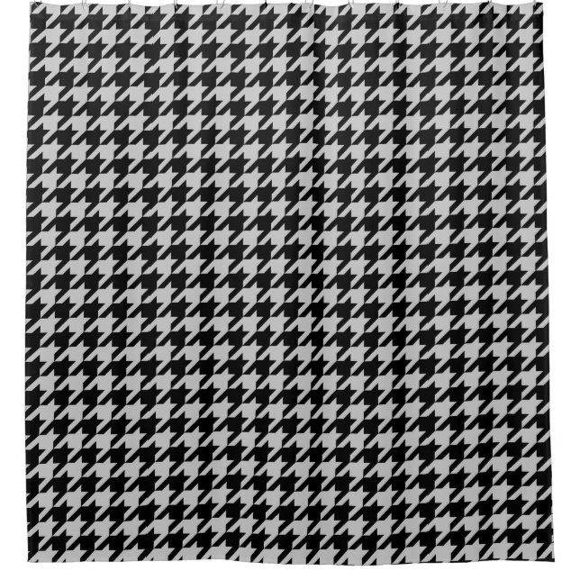 Ash Gray Black Hahnentrittmuster Karo Duschvorhang (Vorderseite)