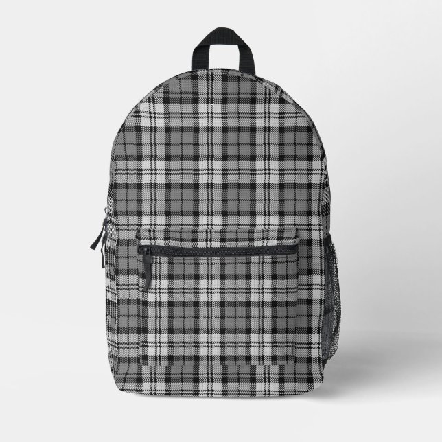 Ash Gray Blackwatch Campbell Tartan Kariert Bedruckter Rucksack (Vorderseite)