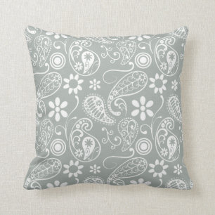 Ash Gray; Gray Paisley Kissen