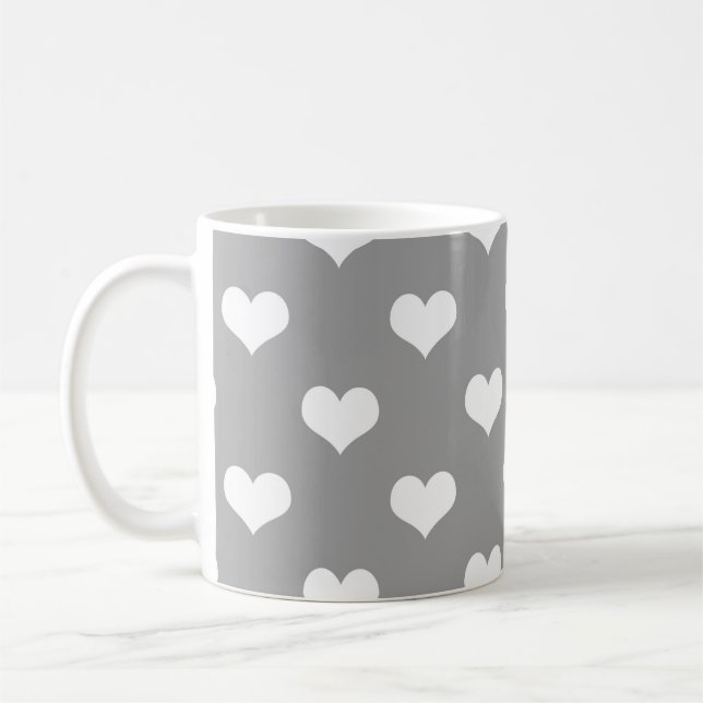 Ash Gray Liebe Herzdesign Kaffeetasse (Links)