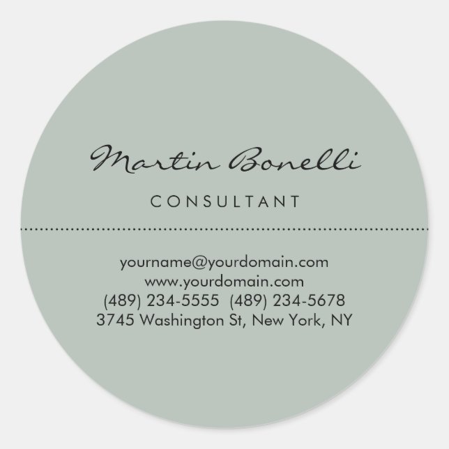 Ash Gray Minimalistisch Modernes Schlicht Runder Aufkleber (Vorderseite)