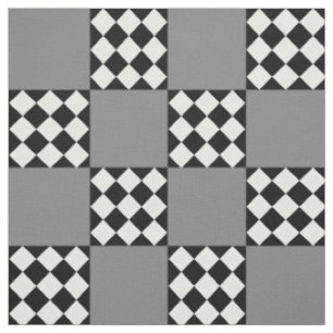 Ash Gray Schwarz-weiß Harlequin Square Form Stoff