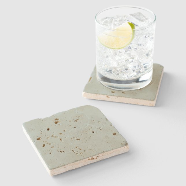 Ash Gray Travertine Steinuntersetzer (Seitenansicht)