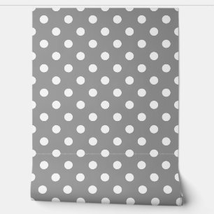 Ash Gray White Polka Dots Muster Wanddekor Tapete